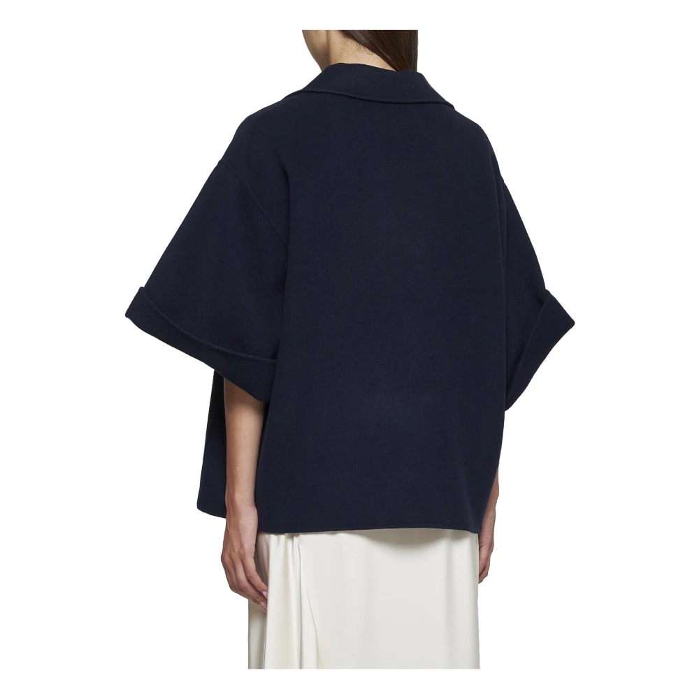 Max Mara Weekend Navy Blue Wollen Jas Blue Dames