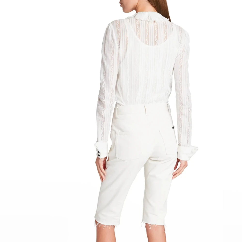 Saint Laurent Geborduurde Blouse Beige Dames
