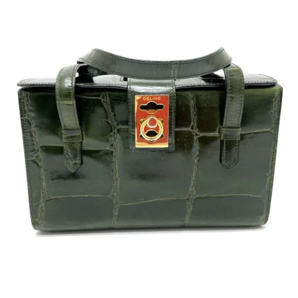 Celine Vintage Pre-owned Leather handbags Green Dames