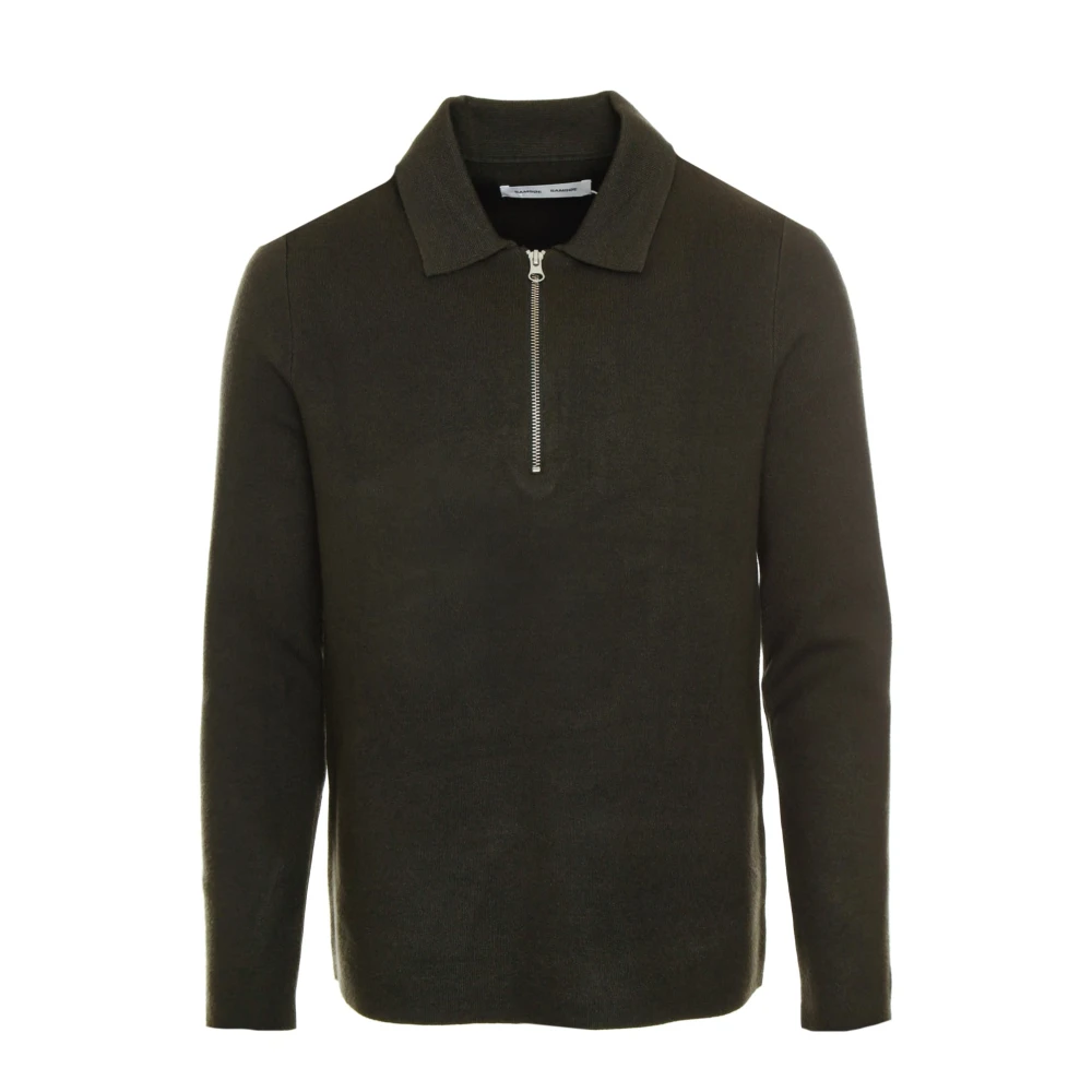 Samsøe Half Zip Polo Trui Gray Heren