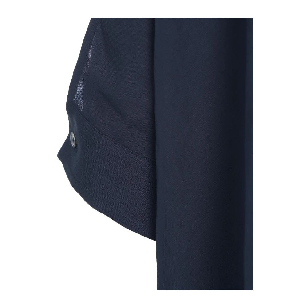 Himon's Blauwe Asymmetrische Mandarin Kraag Shirt Blue Dames
