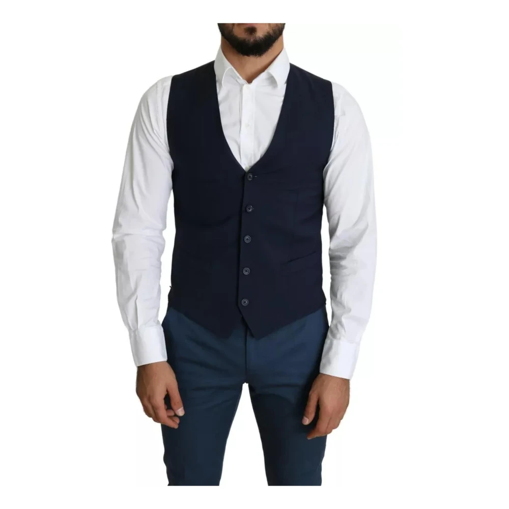 Dolce & Gabbana Men's Blue Navy Formal Waistcoat Vest - Waistcoats - S - Suits