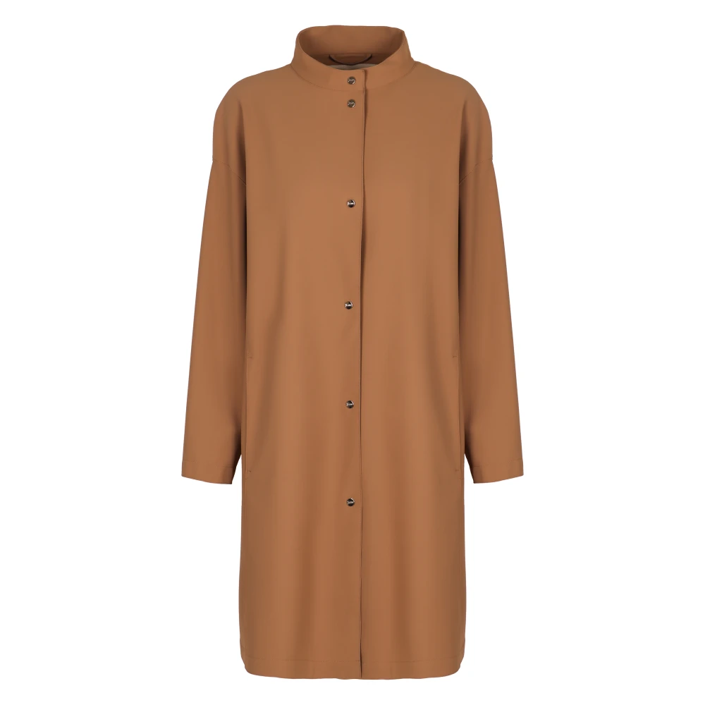 Herno Kvinno Brun Kappor & Rockar Dam, S, Stilren Tygjacka Med Fickor