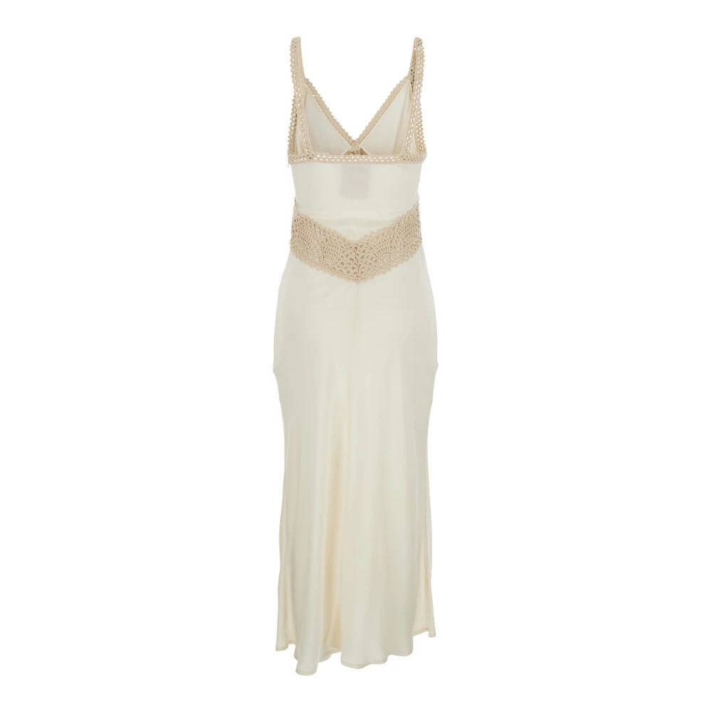 Semicouture Witte Lange Jurk met Dunne Bandjes White Dames