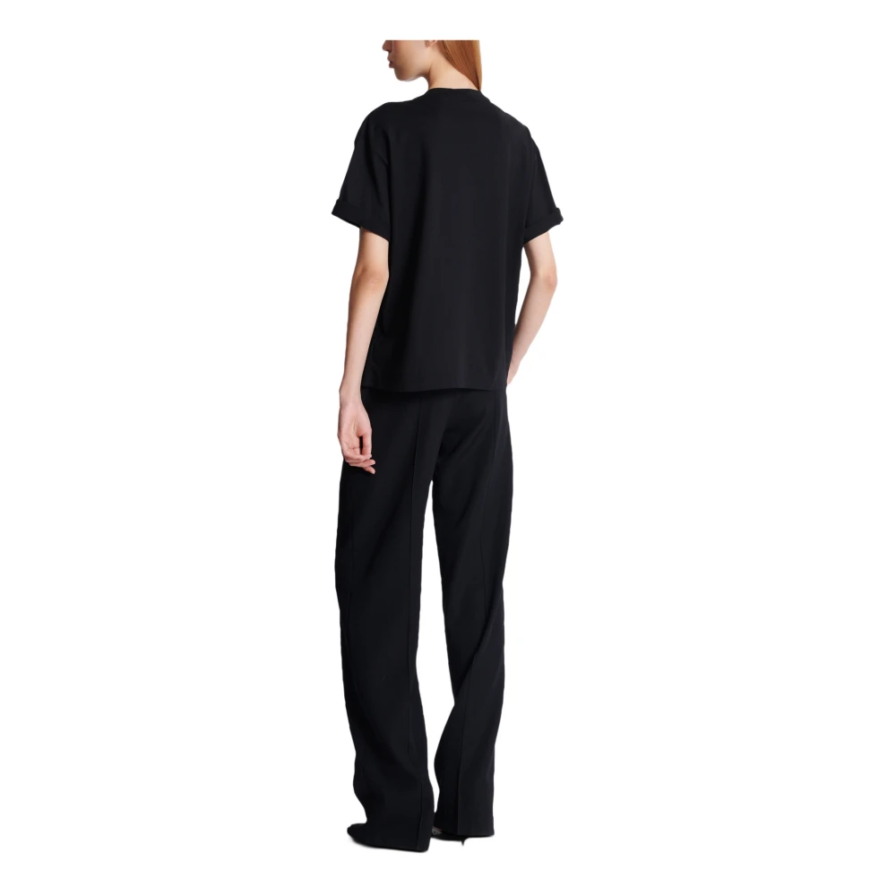Balmain T-shirt met kus borduurwerk en korte mouwen Black Dames