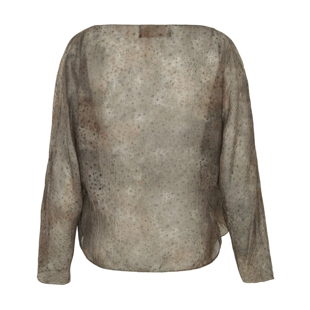 Cortana Zijden Dejavu Print Kruis Blouse Gray Dames