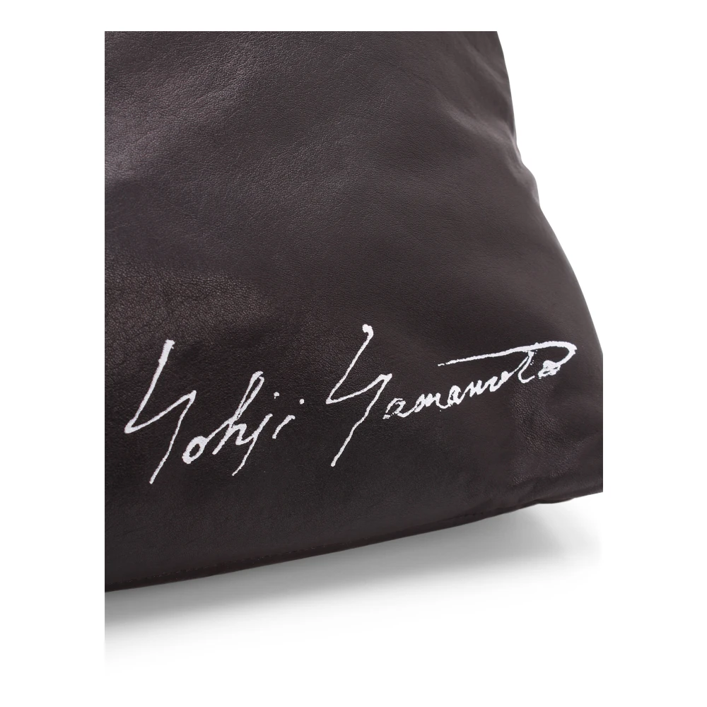 Yohji Yamamoto Leren winkeltas met contrasterend logo Black Dames