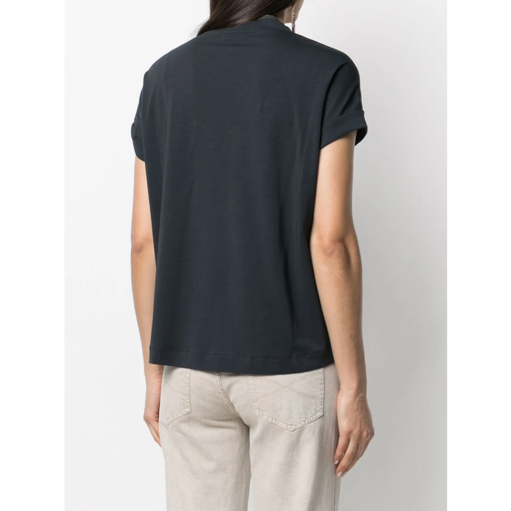 BRUNELLO CUCINELLI Blauwe V-hals katoenen trui Blue Dames
