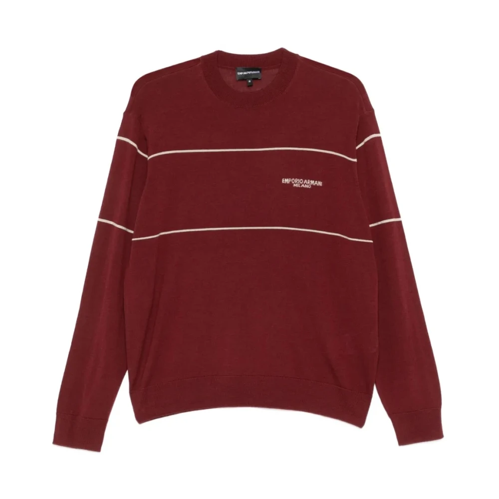 Emporio Armani Men's Red Round-Neck Knitwear, M, Knitwear