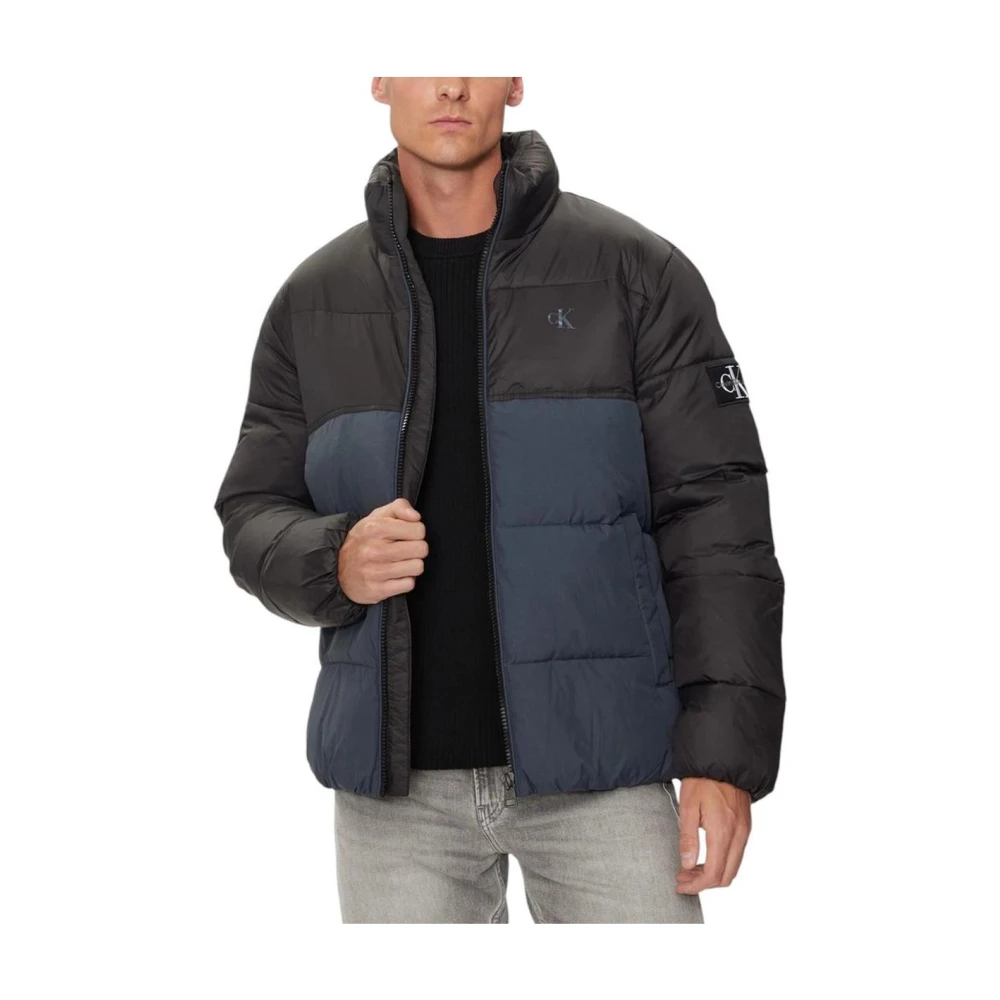 Calvin Klein Jeans Men's Blue Colorblocked Puffer Jacket