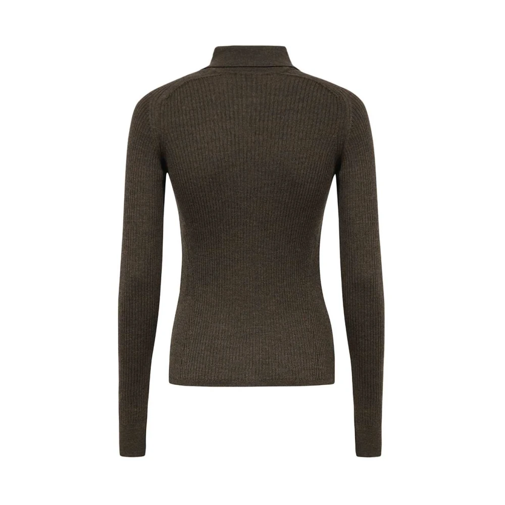 Bally Merino wollen poloshirt met rits Green Dames