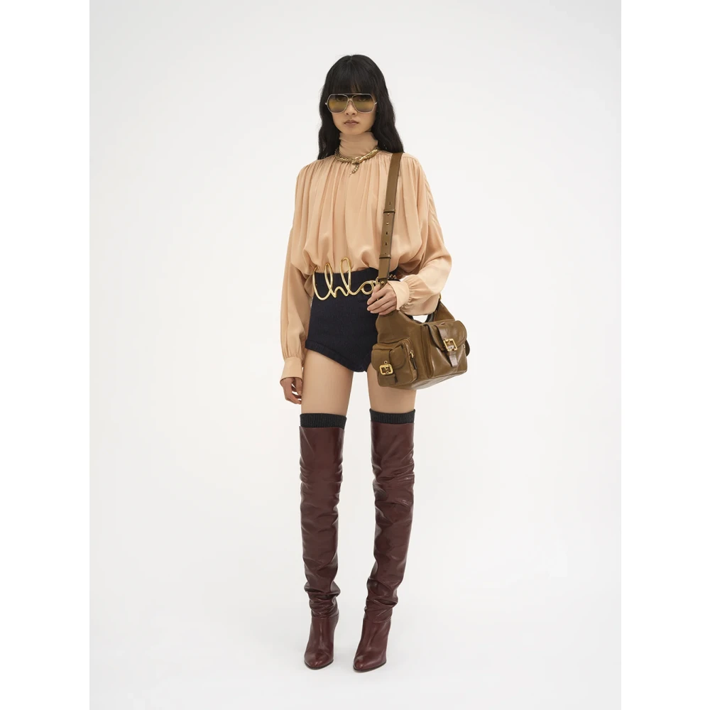 Chloé Zijden Beige Blouse met Lavallière Sjaal Beige Dames
