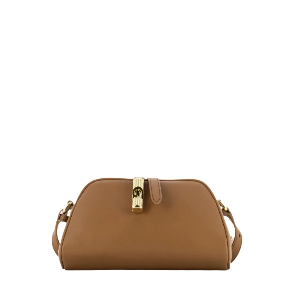 Furla Bruine Leren Schoudertas Brown Dames