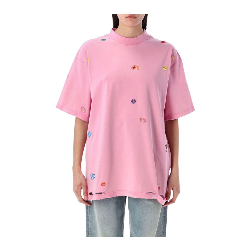 Tシャツ・カットソー BALENCIAGA Women Tops 809122 PINK Balenciaga logo-studded T-shirt | Pink | FARFETCH