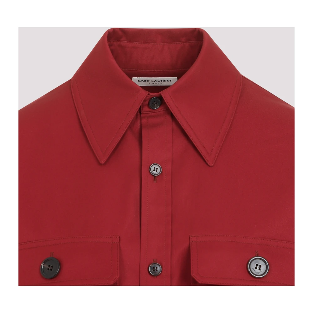 Saint Laurent Rood Katoenen Overhemd Klassieke Stijl Red Dames