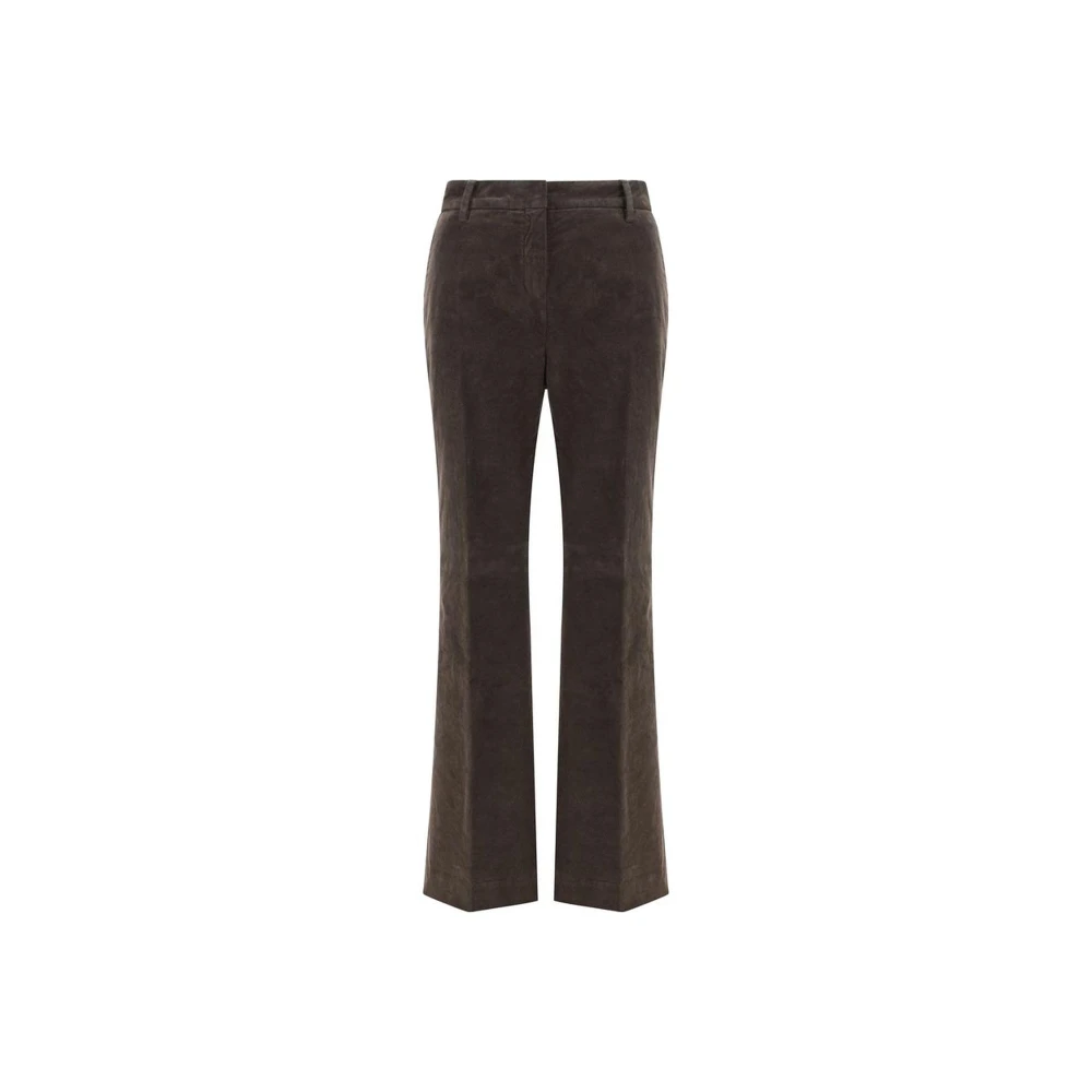 True Royal Fluweel Ontwerp Katoenen Broek met Sluiting Brown Dames