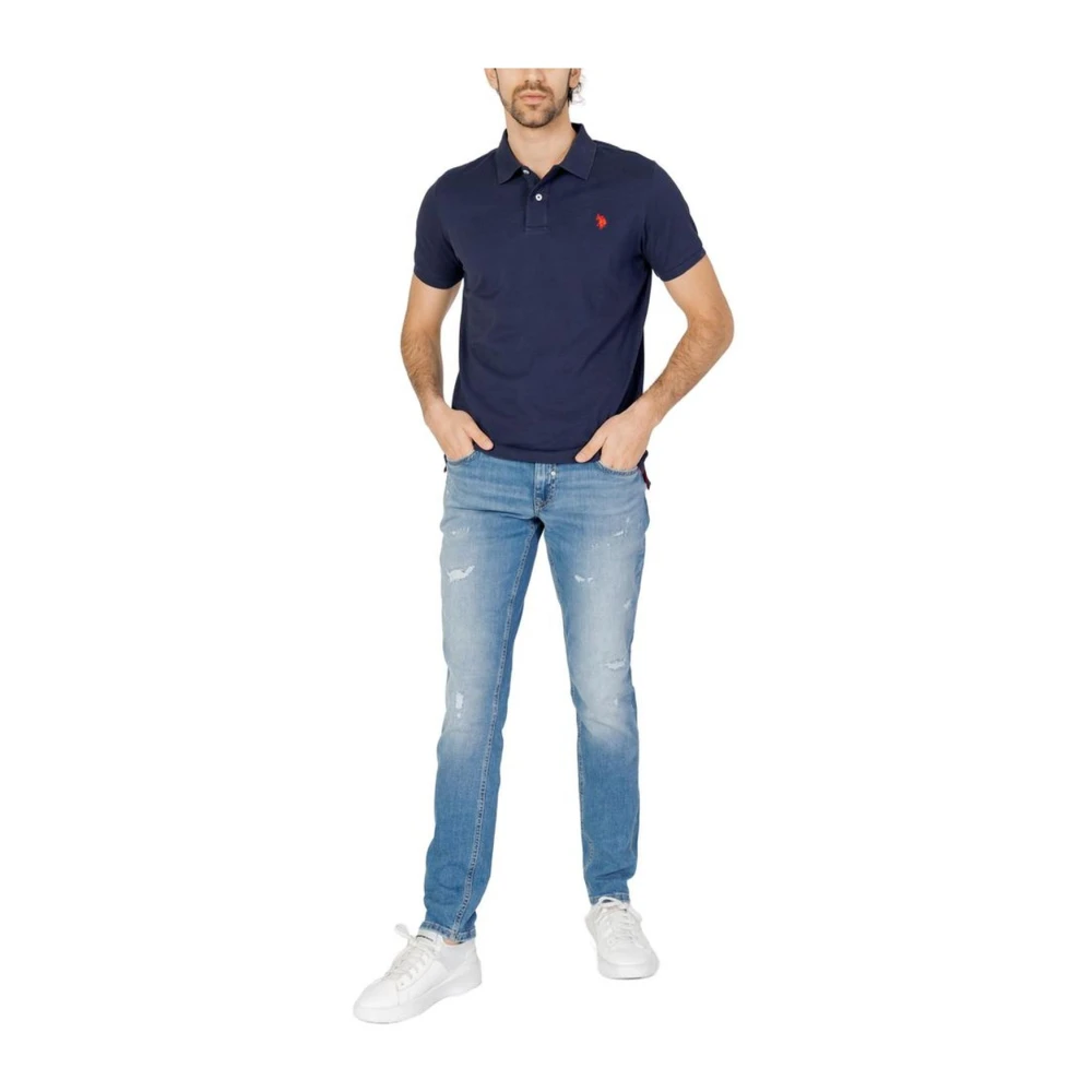 U.s. Polo Assn. Blauw Katoenen Polo Shirt Lente Zomer Collectie Blue Heren