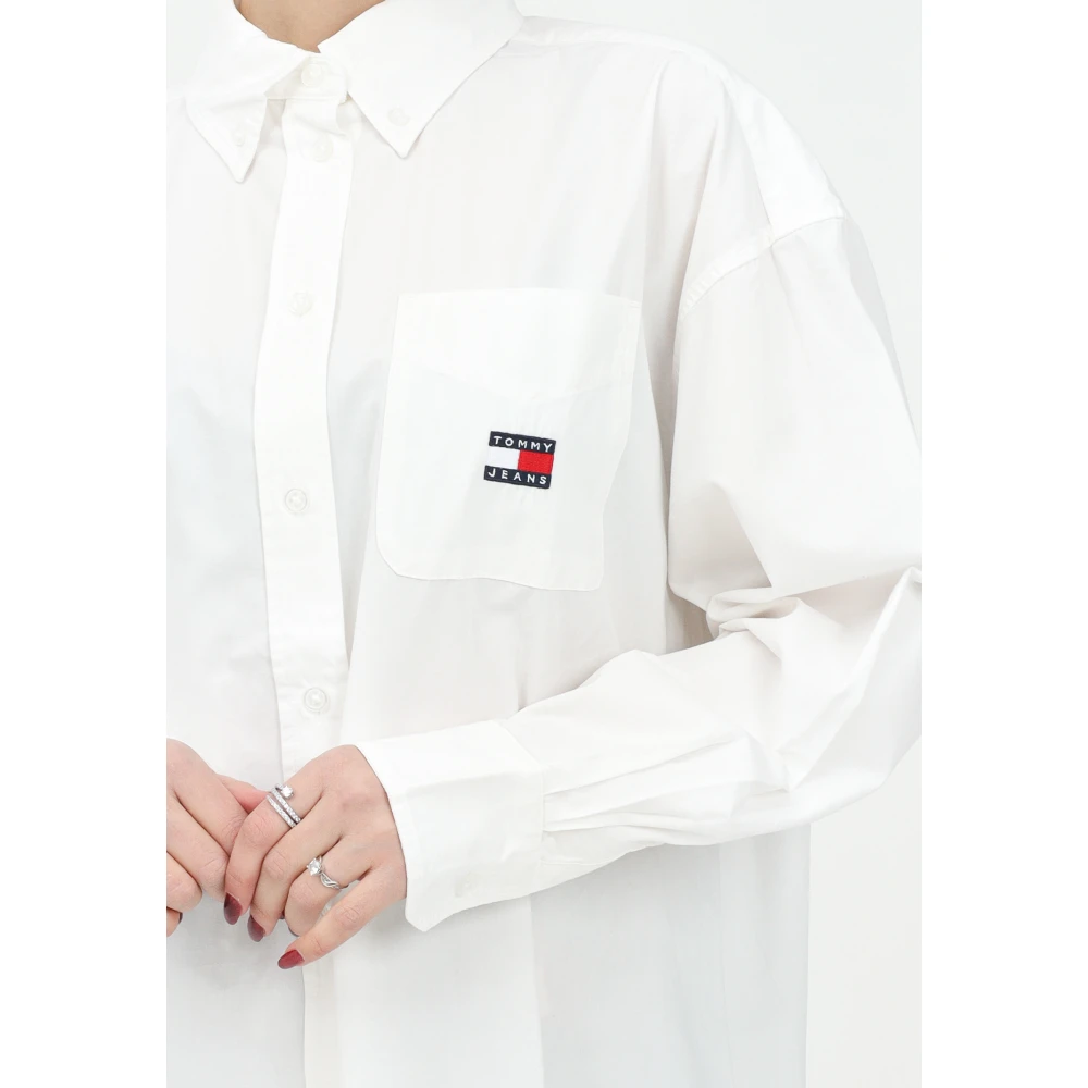 Tommy Jeans Witte Oversized Popeline Shirt White Dames