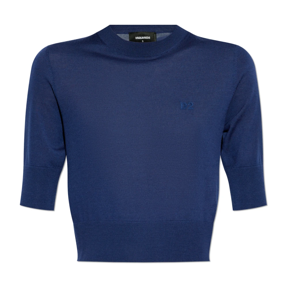 Dsquared2 Wollen top met geborduurd logo Blue Dames