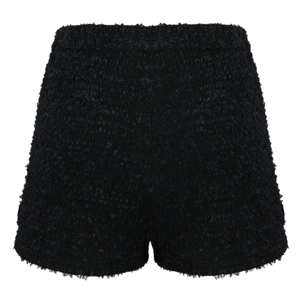 Elisabetta Franchi Zwarte Tweed Shorts met Elastische Tailleband Black Dames