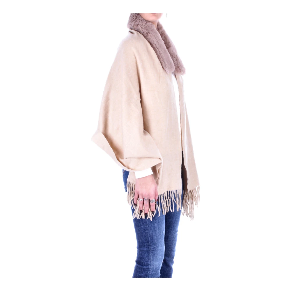 Blugirl Polyester Sjaal met Bontdetails Beige Dames