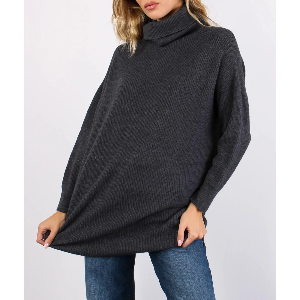 Manila Grace Trui met hoge hals Gray Dames
