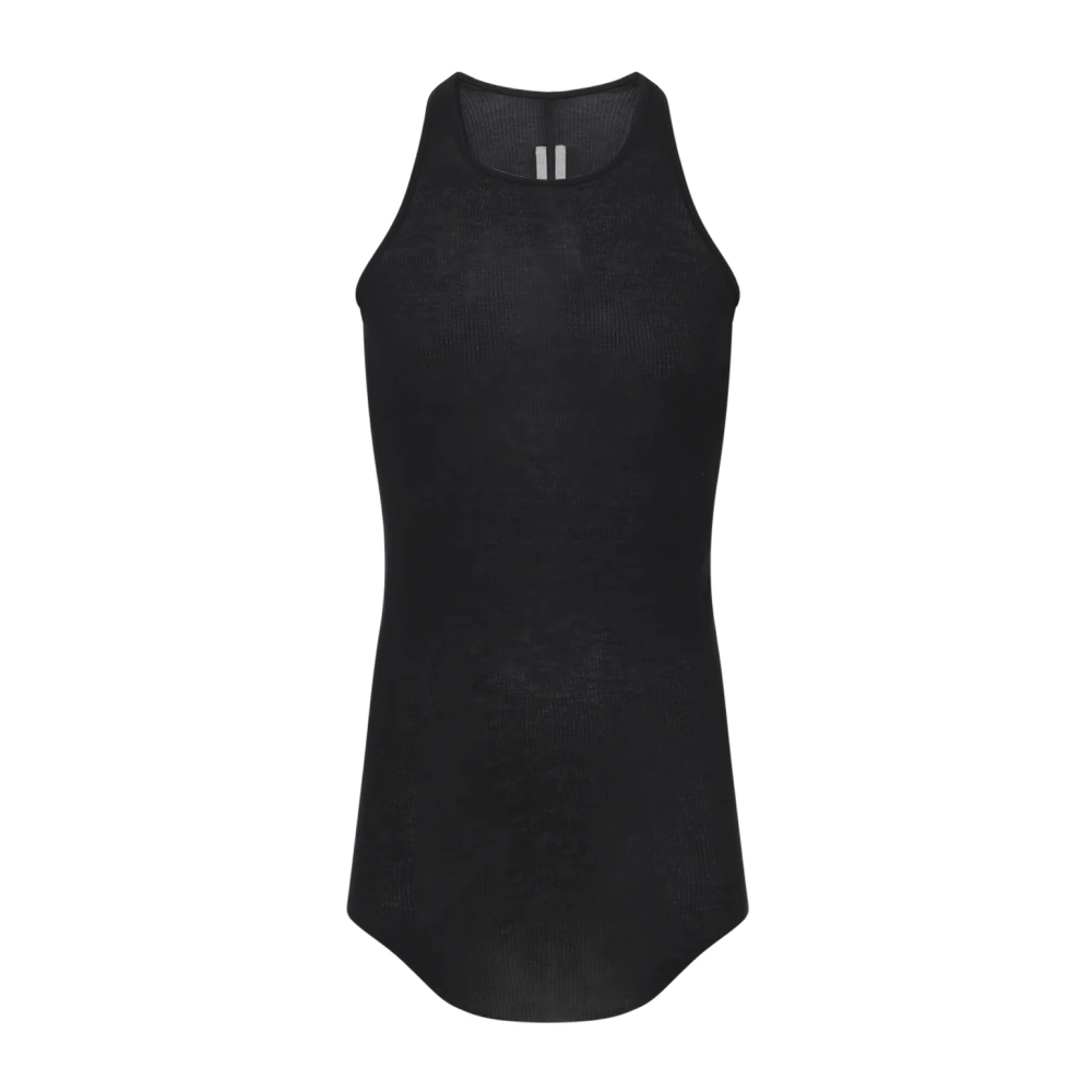 Rick Owens Men's Black Basic Rib Tank - Sleeveless Tops - L - Tops