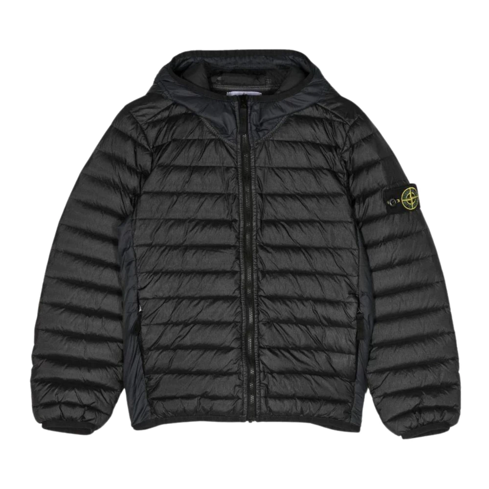 Stone Island Black Winter Jackets, Male, 10 Y, Padded Jacket With Hood