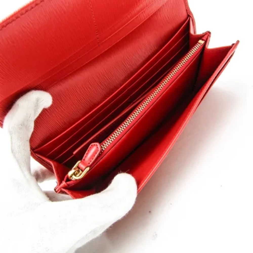 Prada Vintage Pre-owned Leather wallets Red Dames