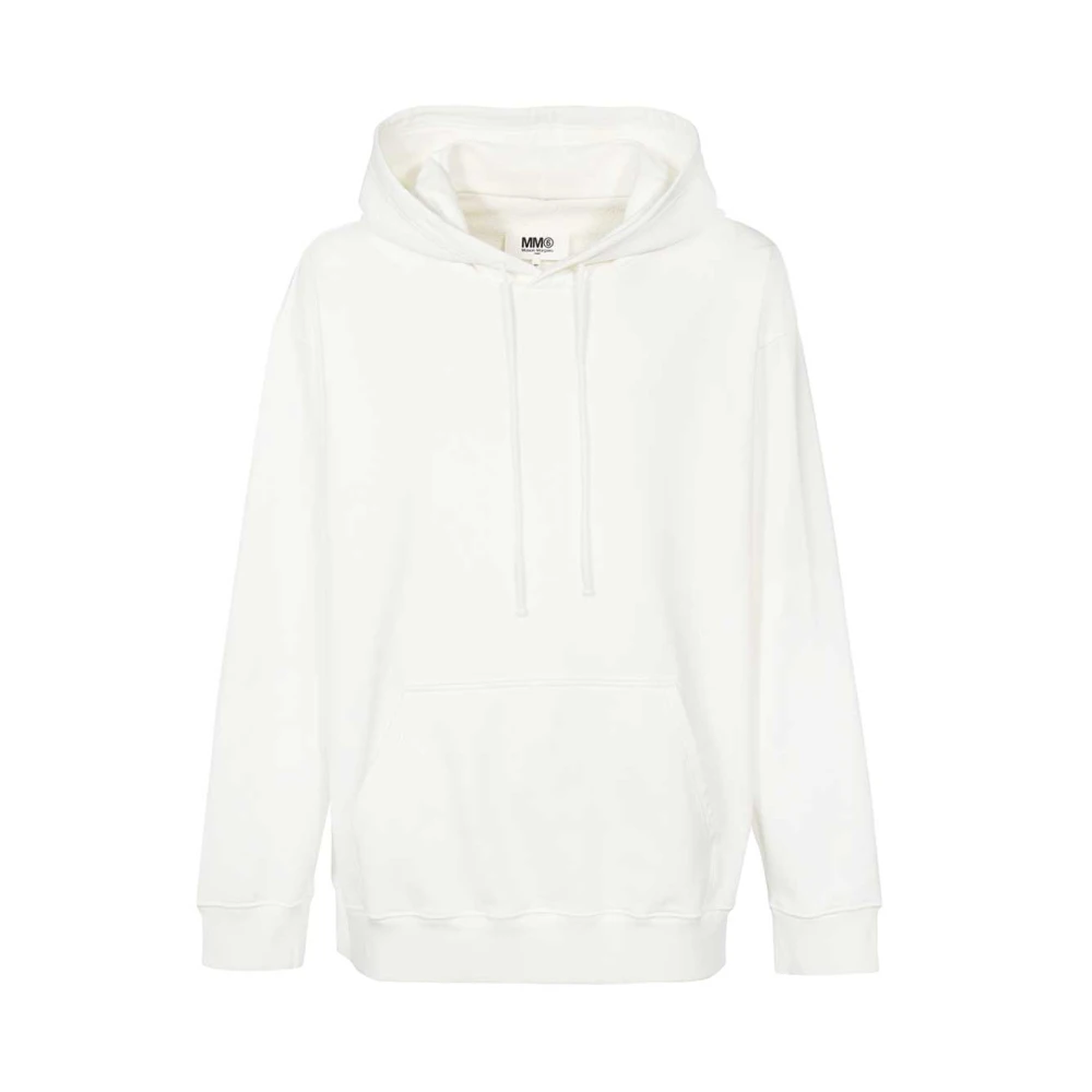 MM6 Maison Margiela Katoenen hoodie met geribbelde boorden White Heren