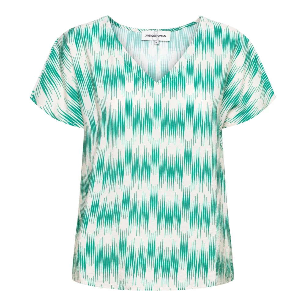 &Co Woman Dancing Lines V-hals Top Multicolor Dames