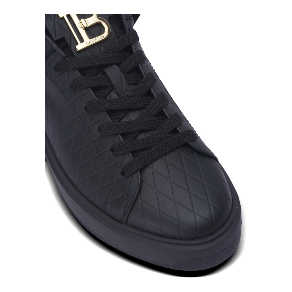 Balmain B-Court B-Buzz sneakers in reliëf kalfsleer Black Dames