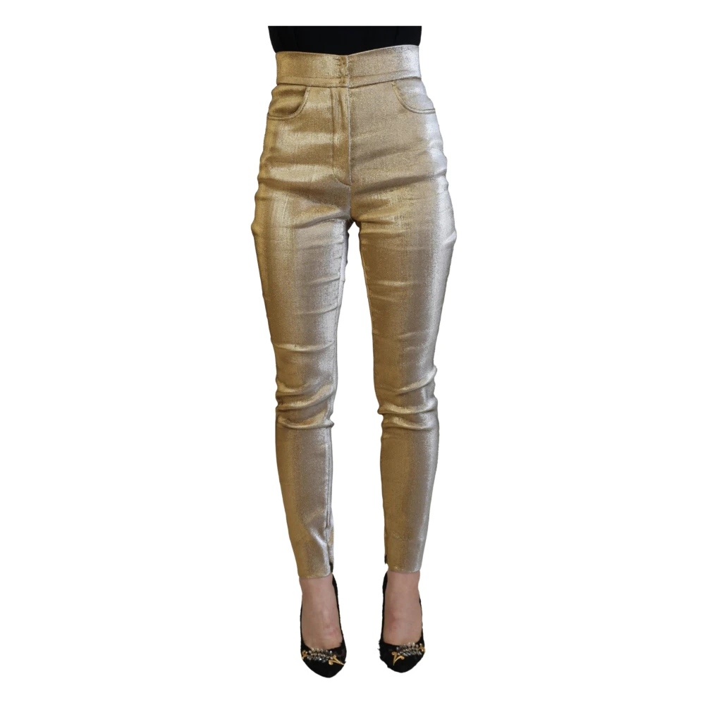 Dolce & Gabbana Gouden Hoge Taille Skinny Denim Broek Yellow Dames