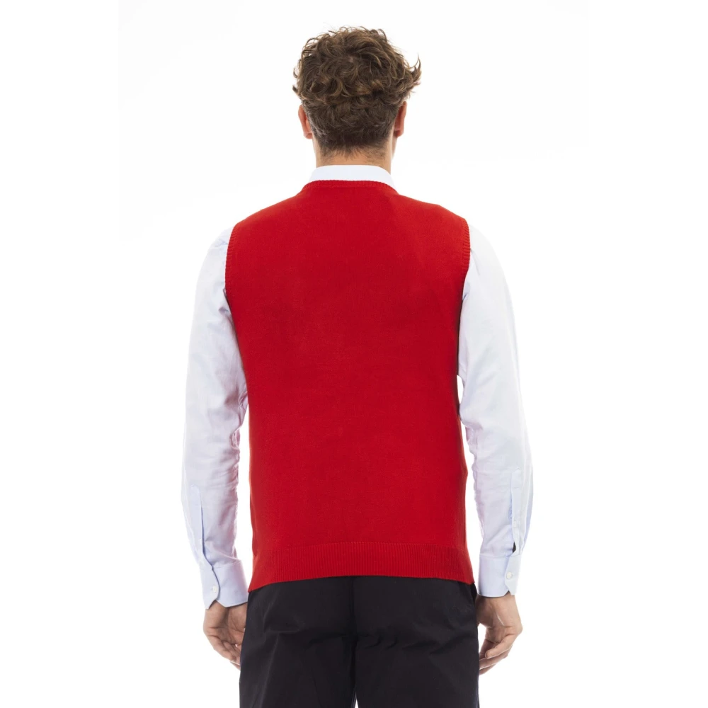 Alpha Studio V-hals Gebreid Vest Regular Fit Red Heren