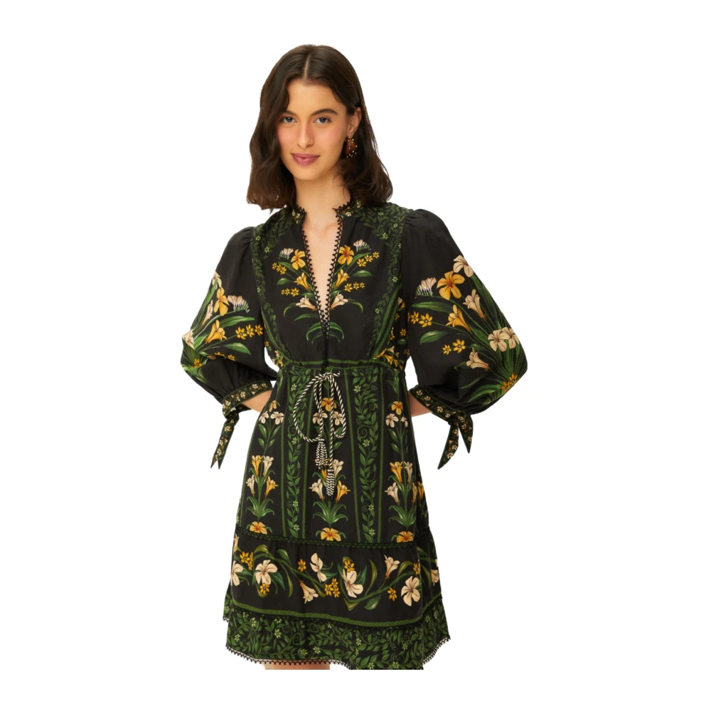Farm Rio Bloemenboogjurk met riem Green Dames