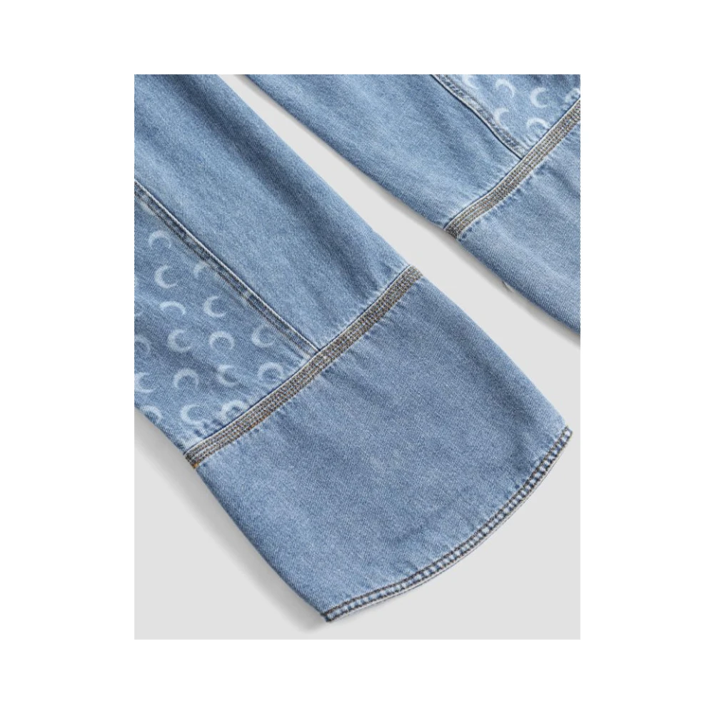 Marine Serre Gebogen Moon Logo Jeans Blue Heren
