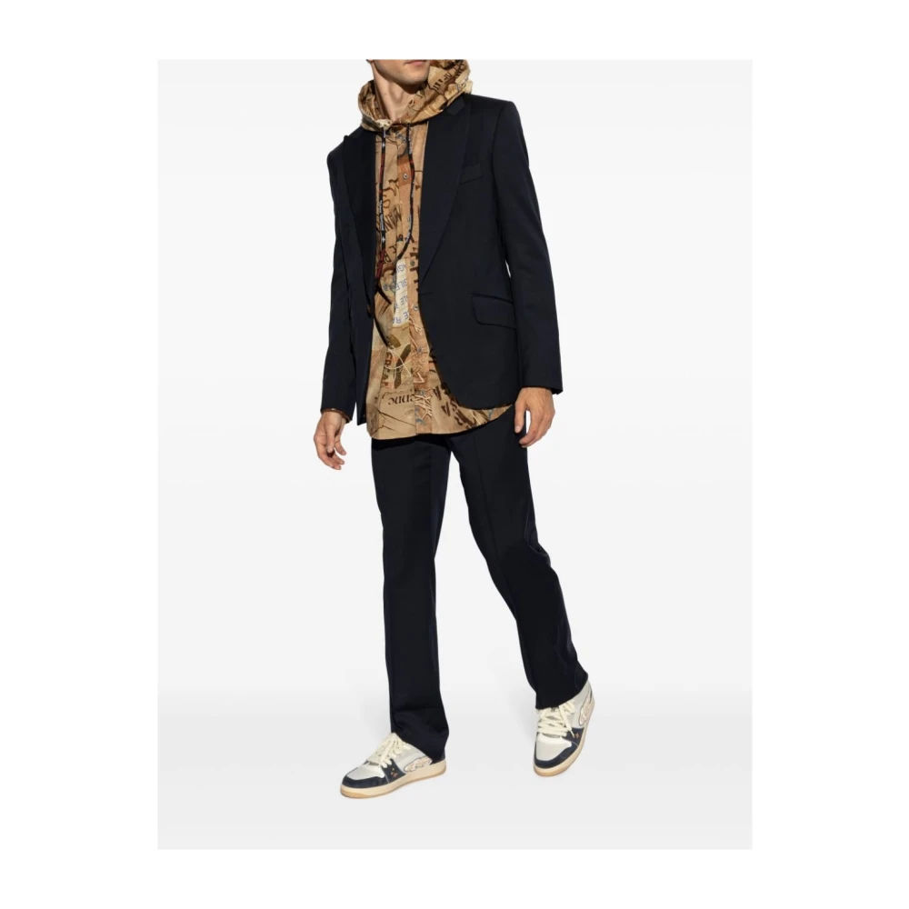 Vivienne Westwood Blauwe Wol Peak Revers Jas Blue Heren