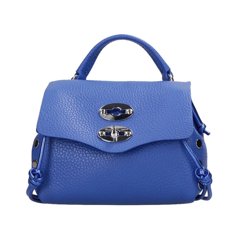 Zanellato Blauwe Leren Schoudertas met Studs Blue Dames
