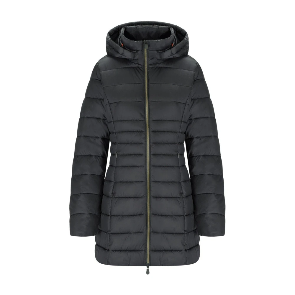 Save The Duck Women's Dark/Gray Reese Hooded Puffer Jacket In