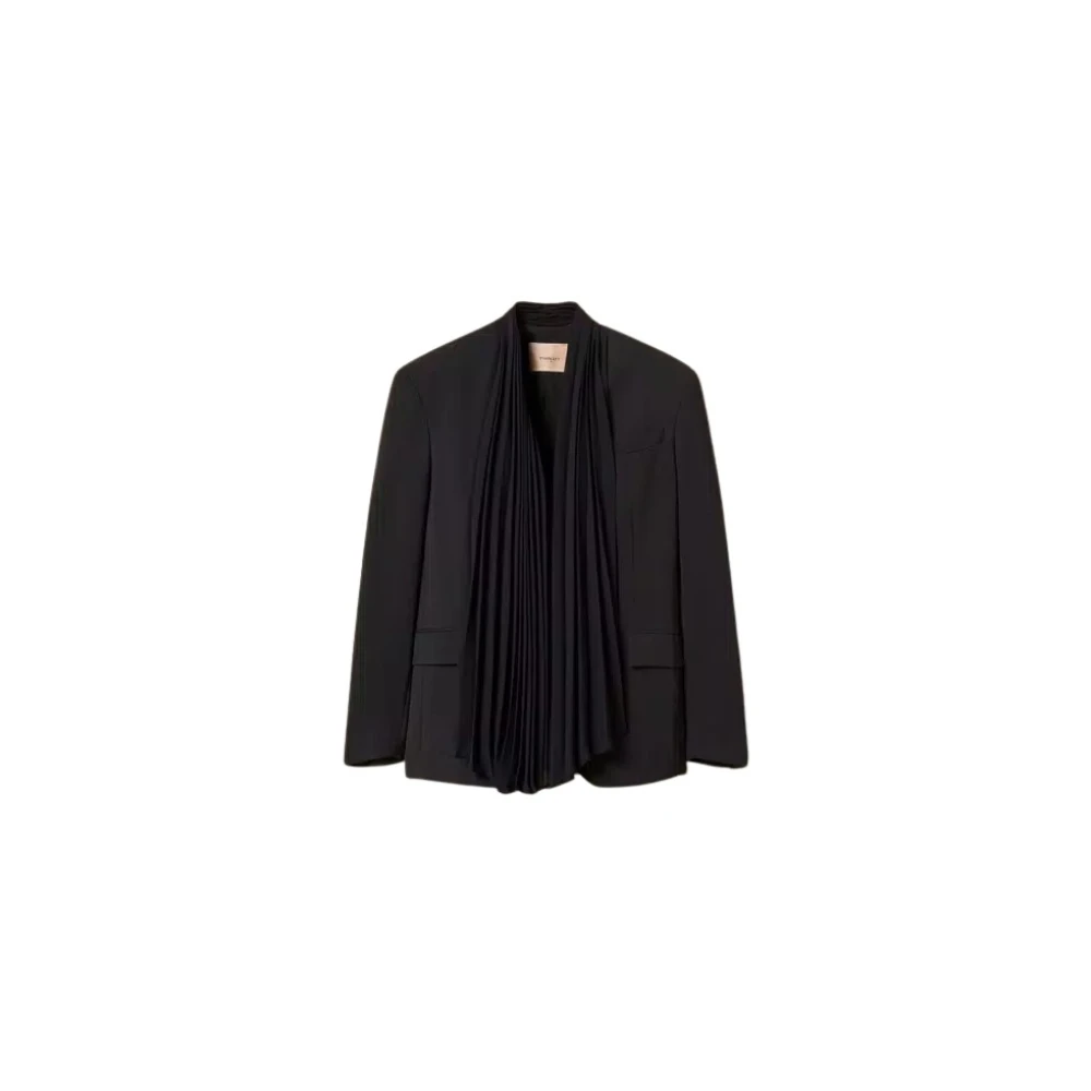 Twinset Black Blazers, Female, M, Giacca In Crêpe Con Fusciacca Plissé