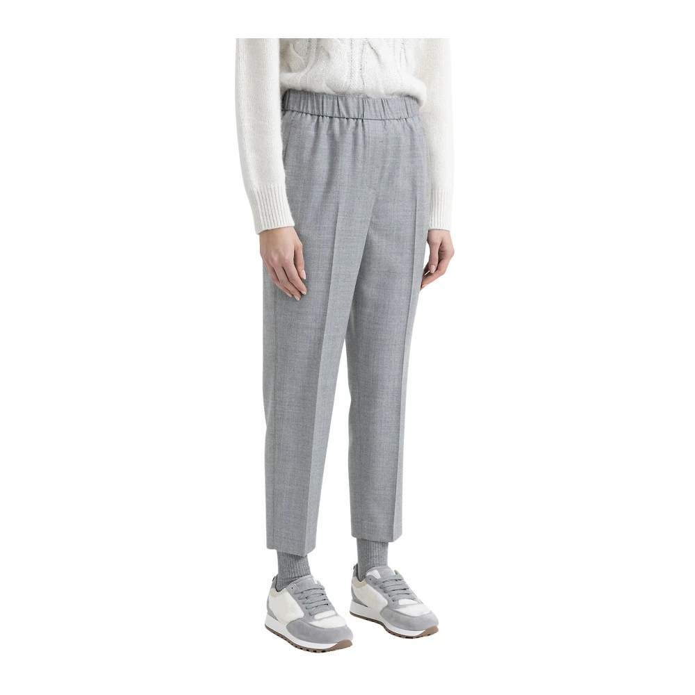 PESERICO Wollen en lurex wortelbroek Gray Dames