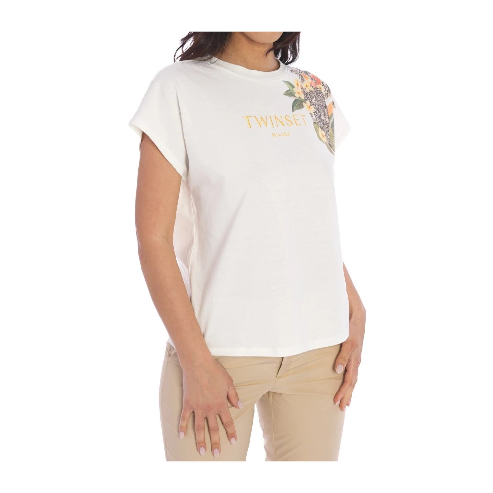 Twinset Gedrukt Logo T-shirt White Dames