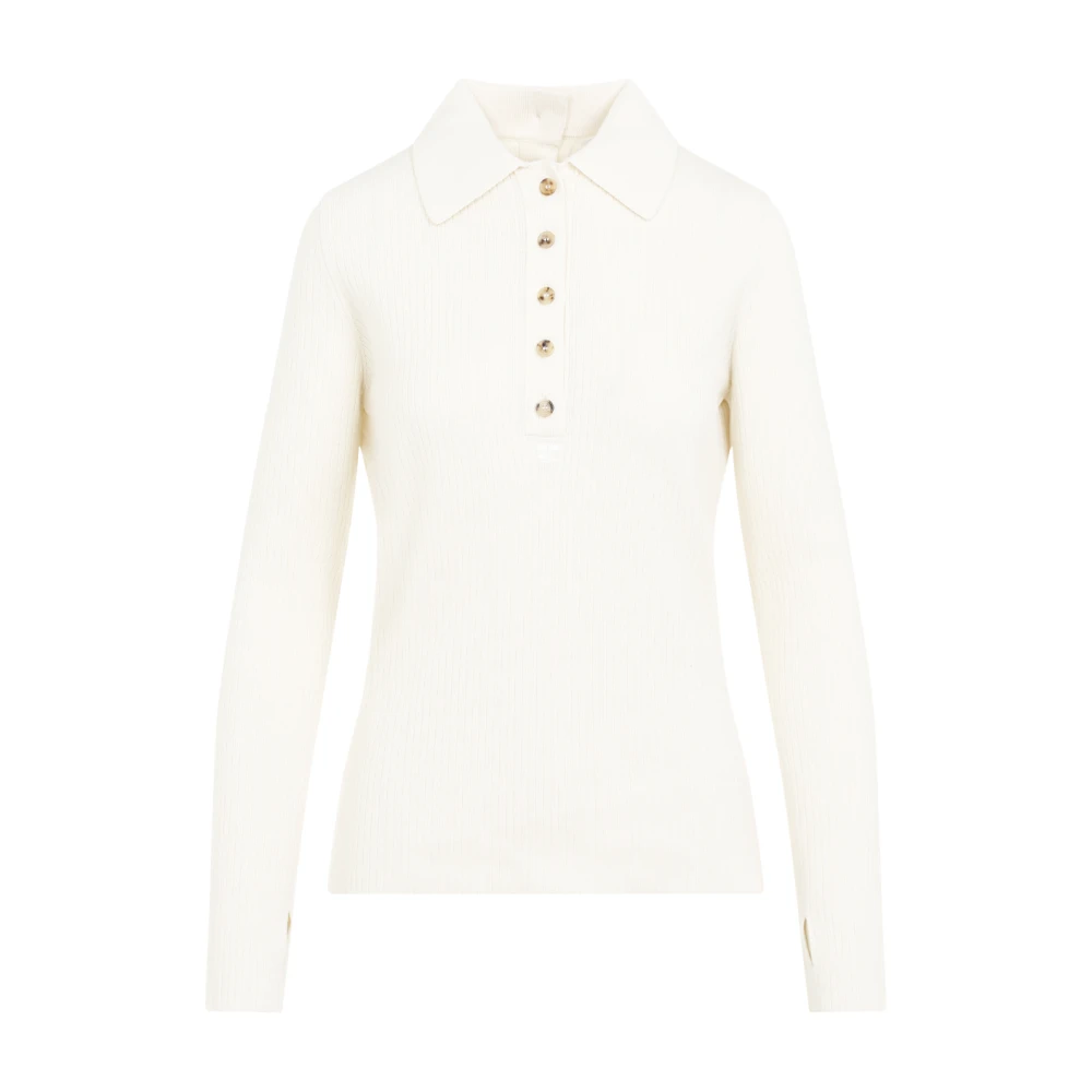 Courrèges Wit T-shirt met Merinowolmix White Dames