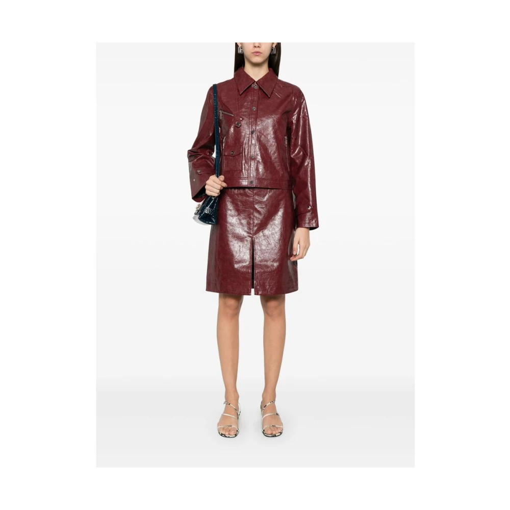 BAUM UND PFERDGARTEN Rood leren bovenkleding met meerdere zakken Red Dames