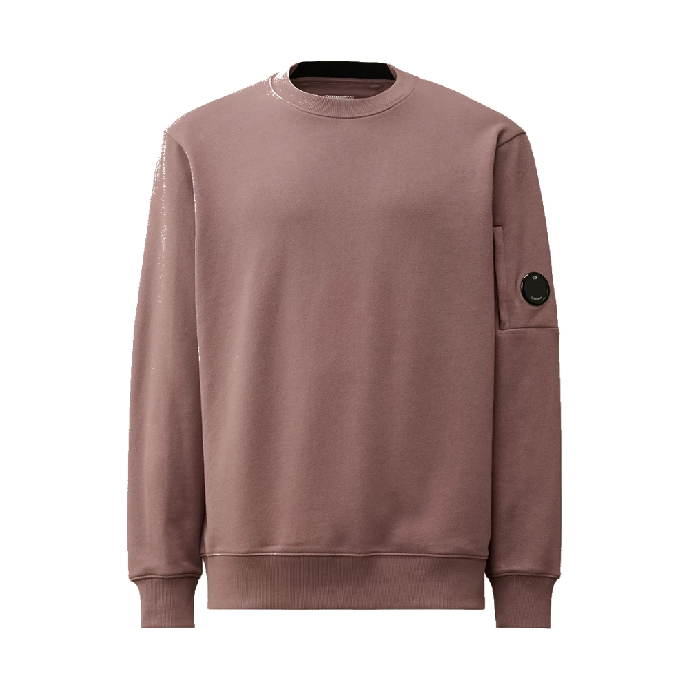 C.P. Company Diagonal Raised Fleece Crew Neck Sweatshirt Pink Heren