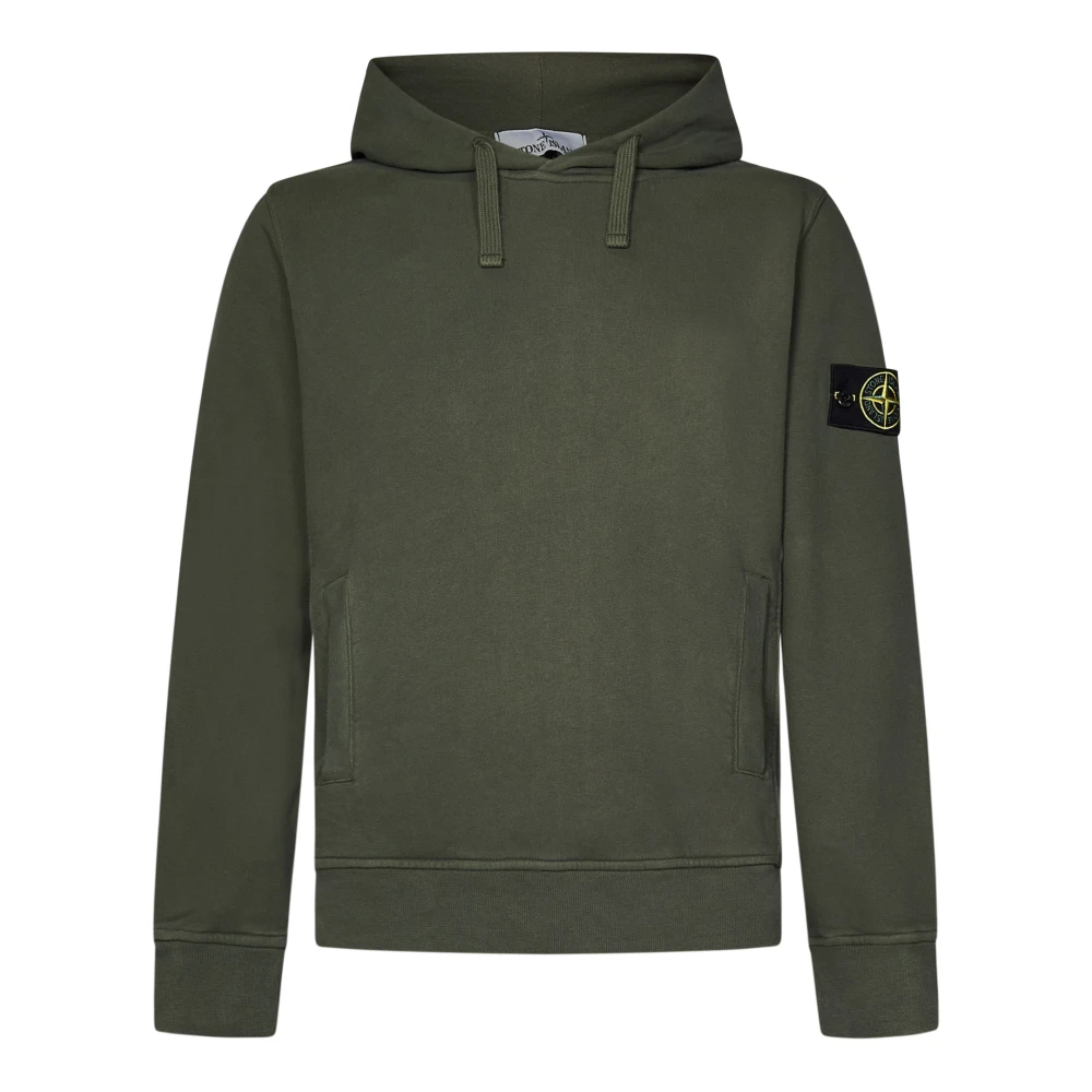 Stone Island Logo Hoodie met Fleece Interieur Gray Heren