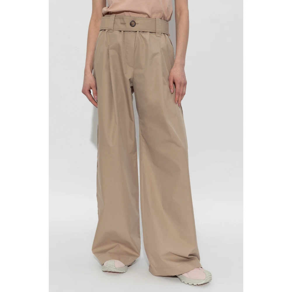 Moncler Broek met wijde pijpen Beige Dames