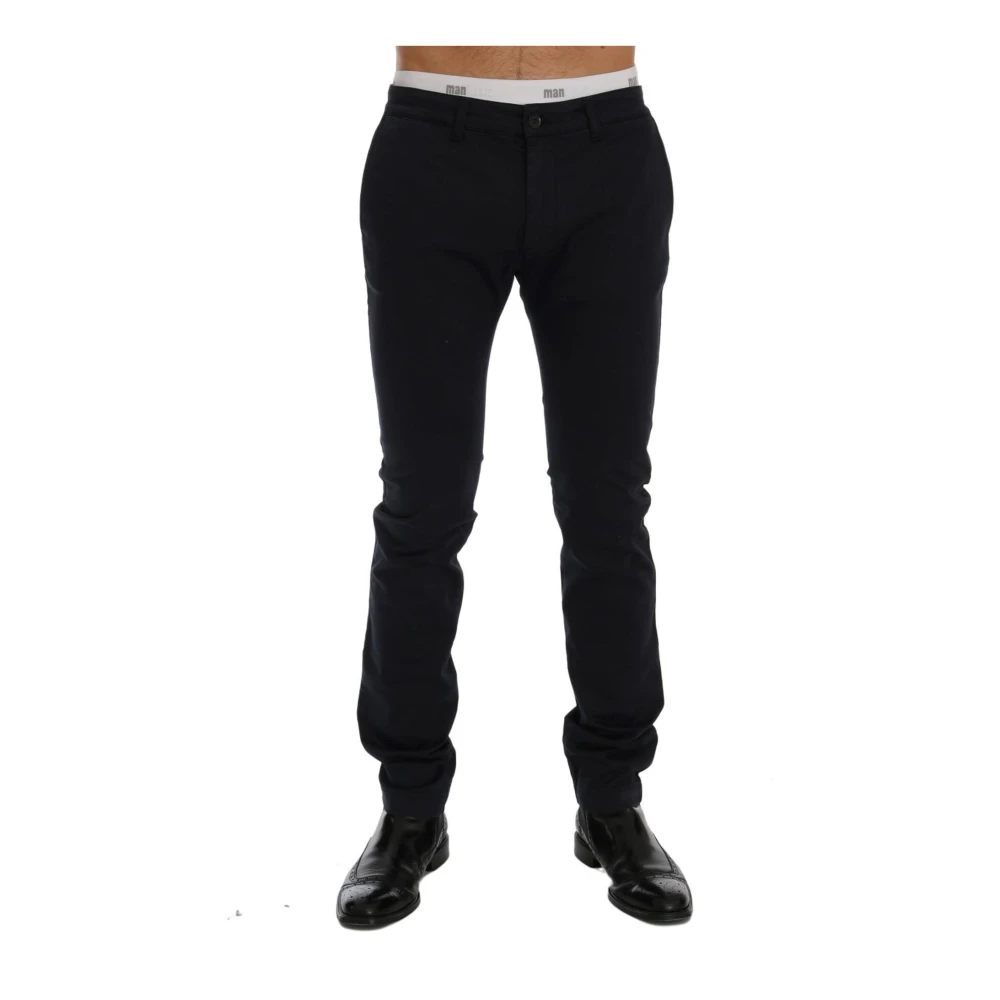 Gianfranco Ferré Men's Blue Slim Fit Cotton Stretch Pants