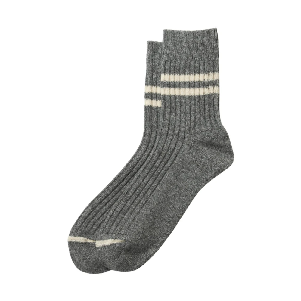 RoToTo Merino Lambs Wool Stripe Socks Gray Heren