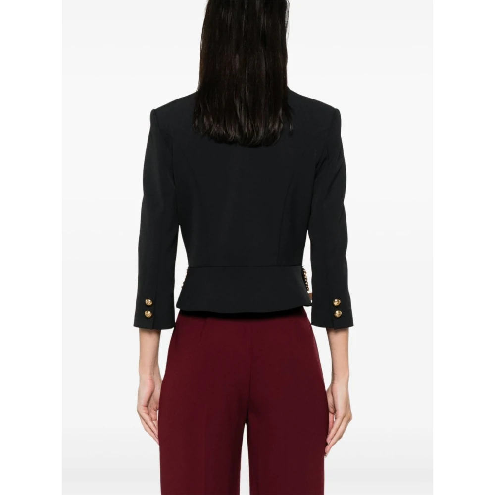 Elisabetta Franchi Zwarte Ketting-Trim Jas Black Dames